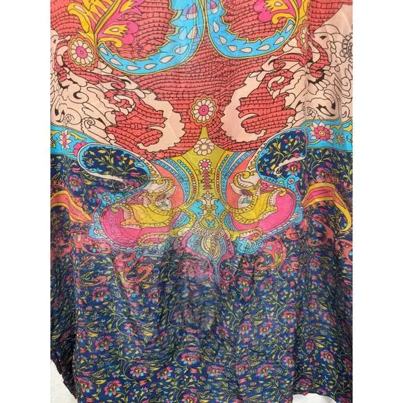 Tolani Silk Boho Tunic Dress Multicolor Print Size S - Picture 7 of 11